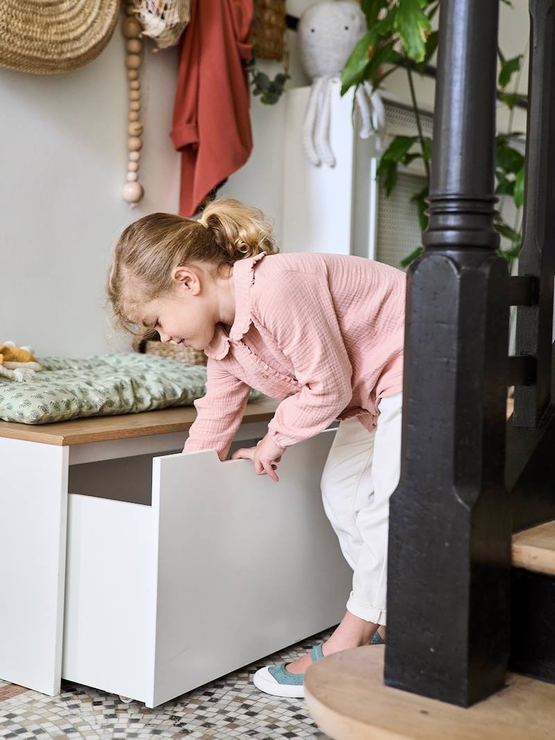 Kinderzimmer Spielzeugkiste auf Rollen - weiß